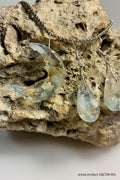 Aquamarine & Citrine Crescent Moon & Teardrop Earring Set AQCTM-001