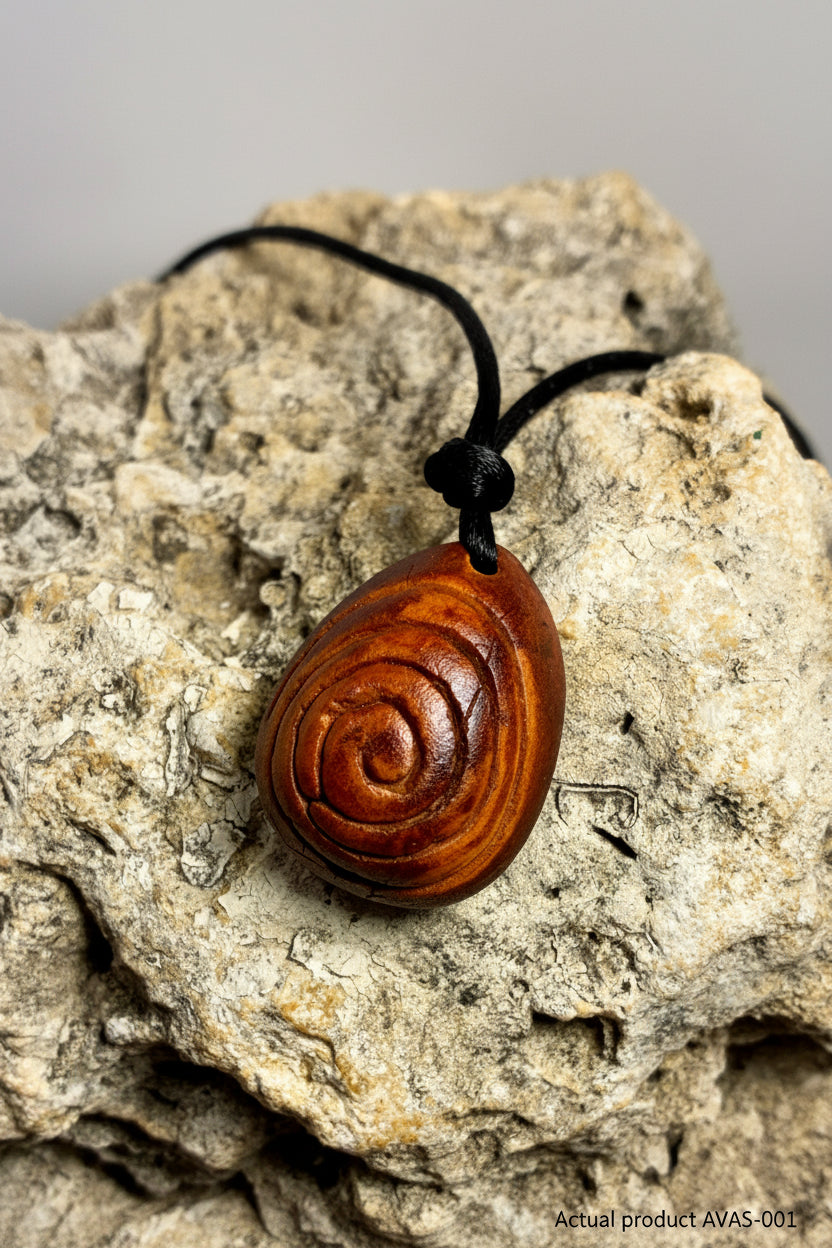 Primitive Series — Ancient Spiral Avocado Pit Pendant AVAS-001