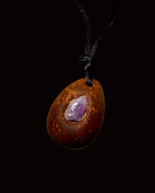 Avocado Pit & Amethyst Pendant Necklace AVAY-001