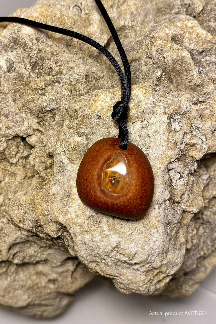 Avocado Pit & Citrine Pendant Necklace AVCT-001