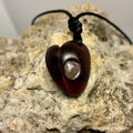 Avocado Pit Heart & Rose Quartz Pendant Necklace AVRQ-001
