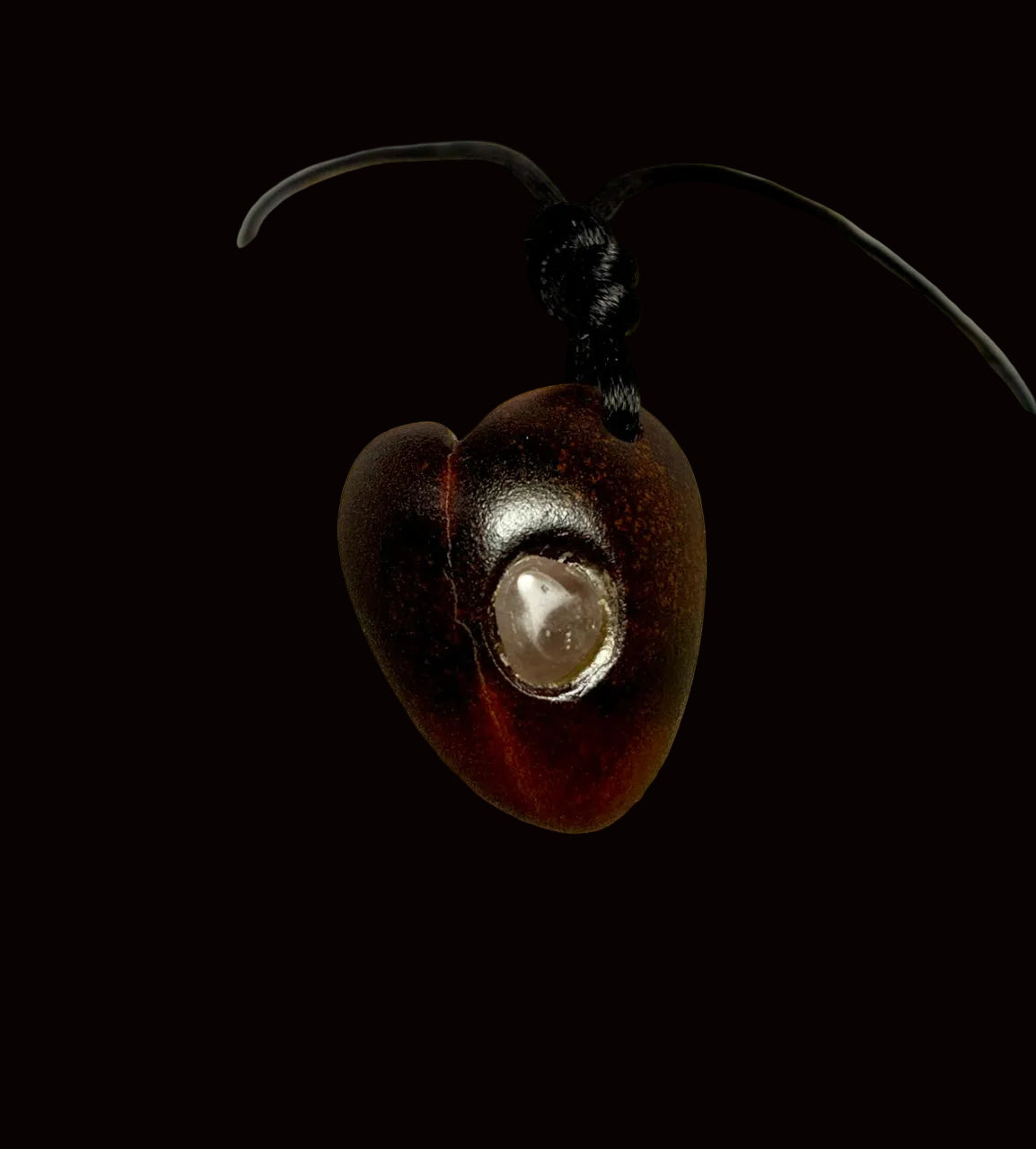 Avocado Pit Heart & Rose Quartz Pendant Necklace AVRQ-001