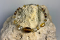 Amber Melon, Honey Gold & Garnet Glass Memory Wire Bracelet MB-003