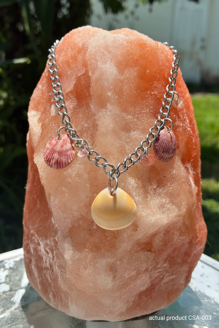 Coastal Pink Scallop & Shell Disc Charm Anklet CSA-003