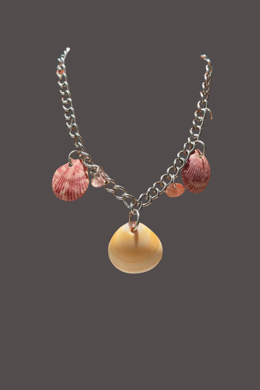 Coastal Pink Scallop & Shell Disc Charm Anklet CSA-003
