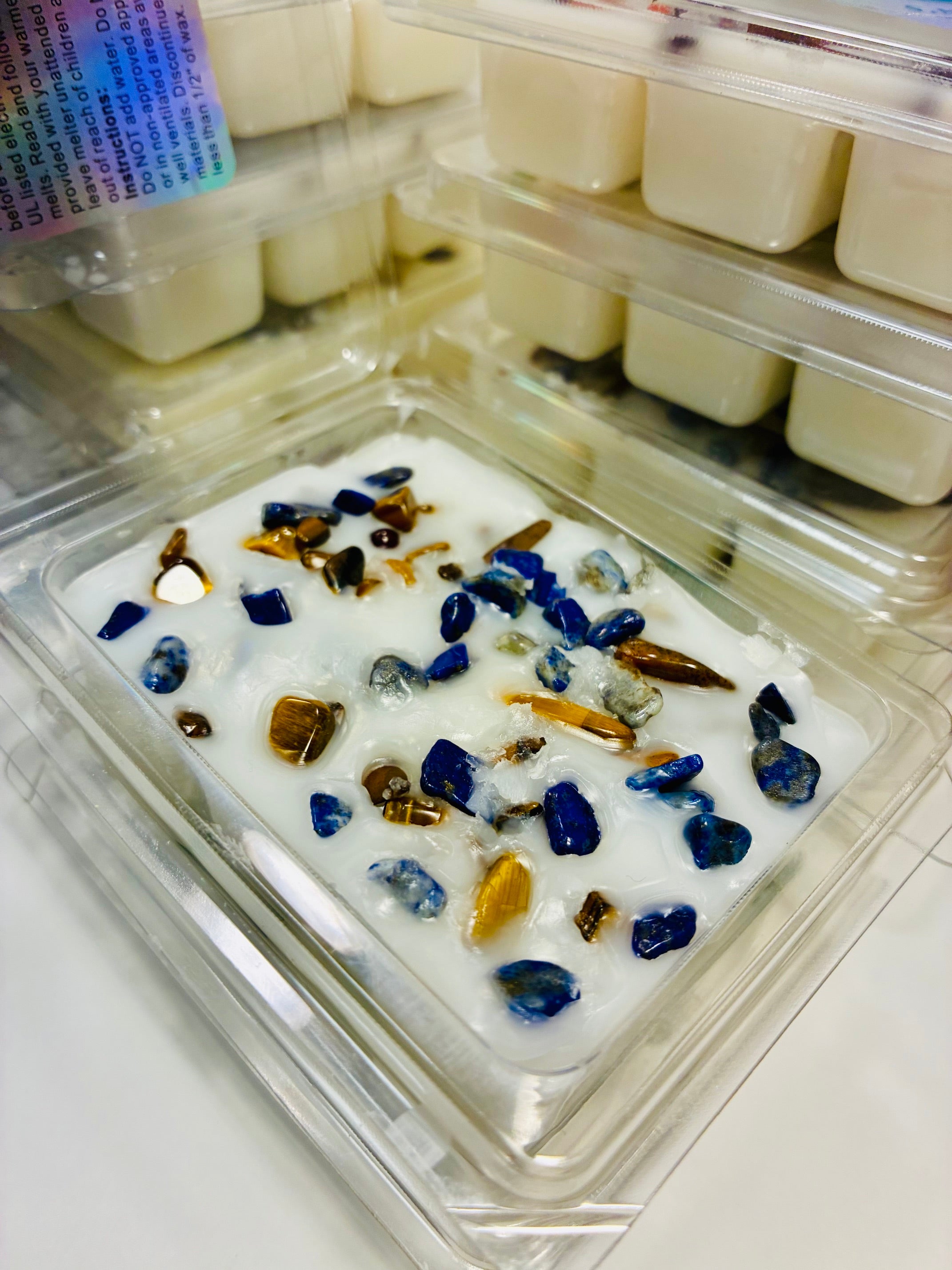 Vanilla Chamomile Crystal Wax Melt — Tiger Eye & Lapis Lazuli