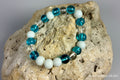 Teal, Clear Crystal & White Glass Stretch Bracelet GB-003