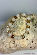 Honey Amber, Smoky Champagne & Frosted White Glass Stretch Bracelet GB-004