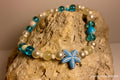 Ceramic Starfish Charm Stretch Bracelet — Teal, Sage & Pearl Glass GSB-006