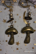 Bronze Mushroom & Tiger Eye Dangle Earrings MER-001
