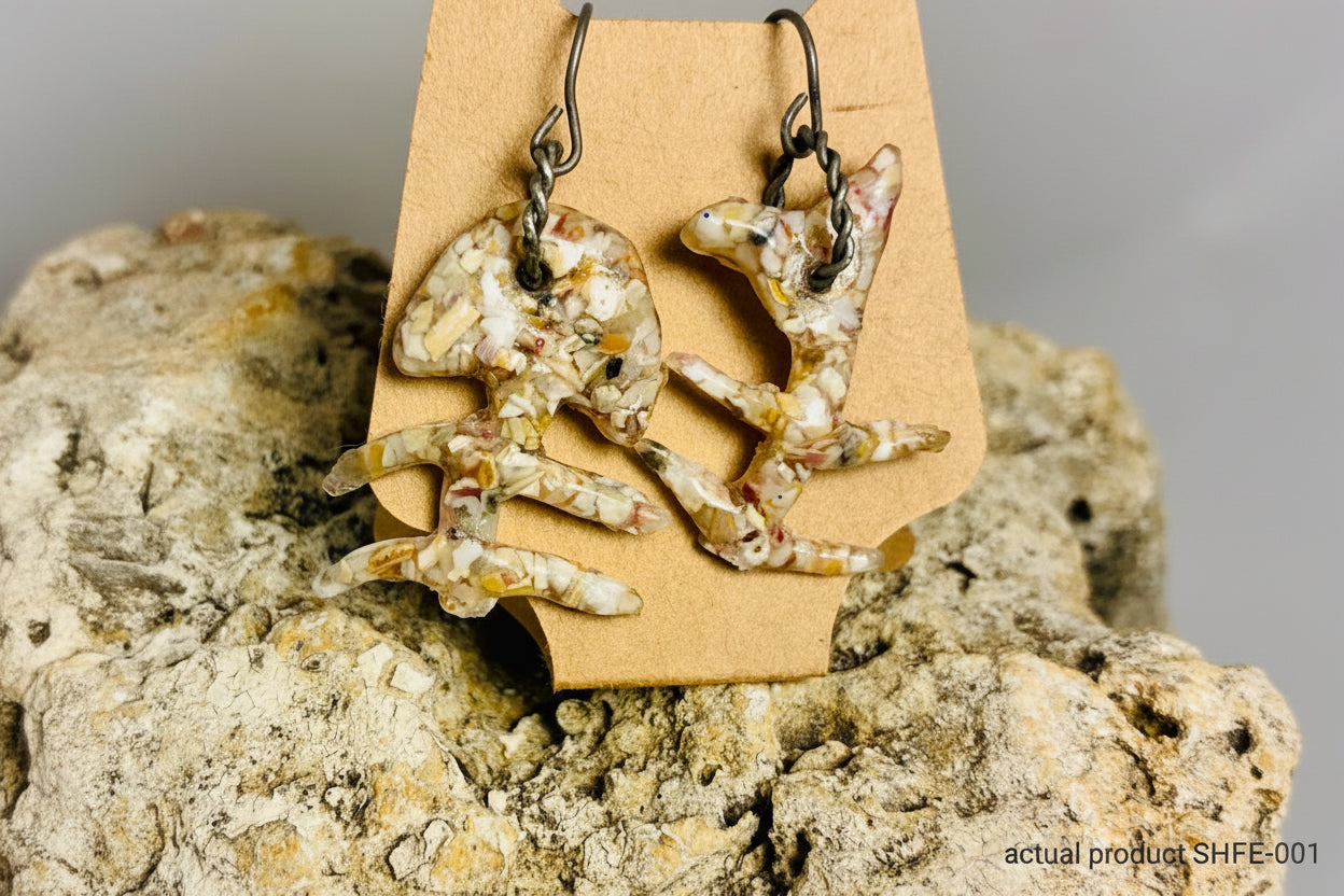 Crushed Shell Fishbone Dangle Earrings SHFE-001
