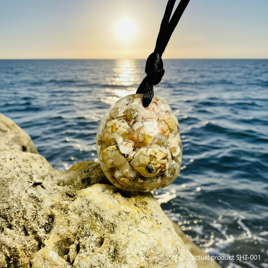 Crushed Shell Sea Turtle Pendant Necklace SHT-001